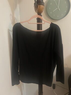 Black Women’s Long Sleeve Boatneck Top